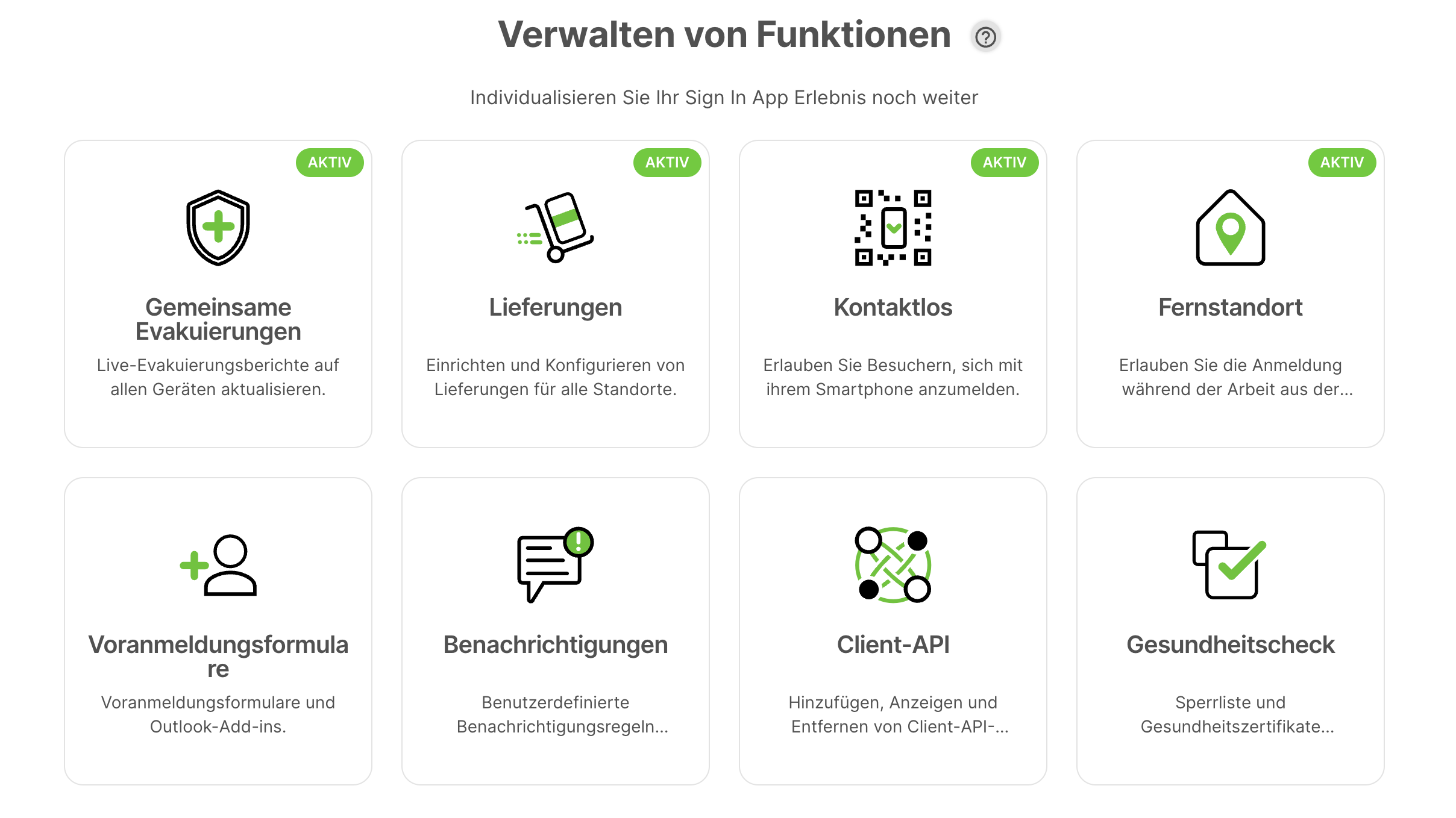 Die Seite zur Verwaltung der Portalbenutzer auf dem Sign In App Portal