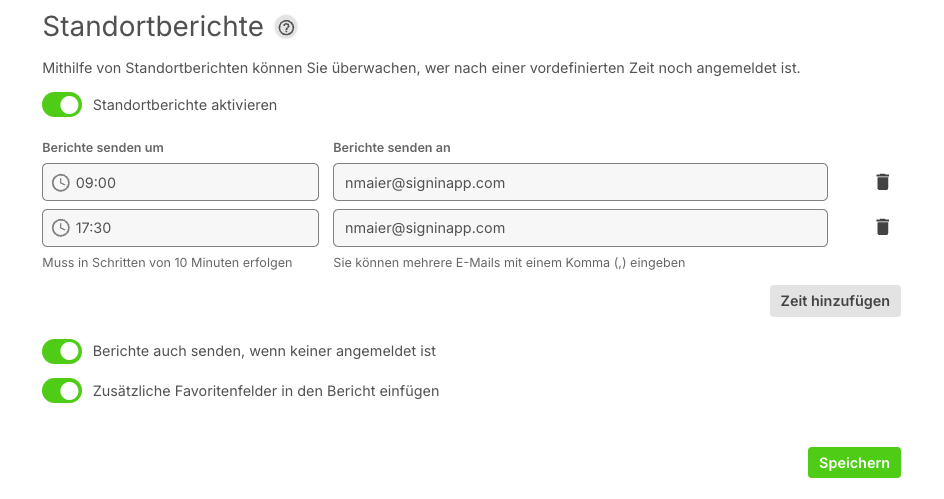 creenshot der Website-Funktionen im Portal der Sign-In-App