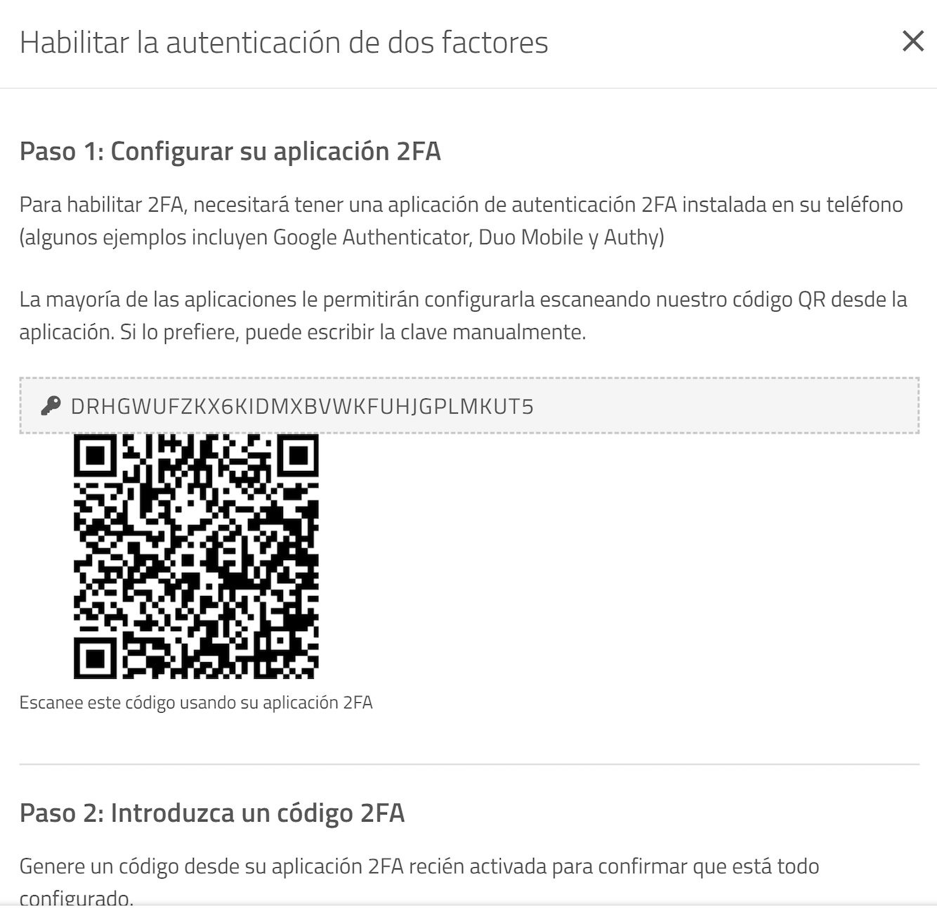 The Two Factor Authentication modal as it appears on the Sign In App portal
