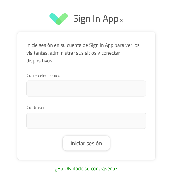 Log in form for the Sign In App portal
