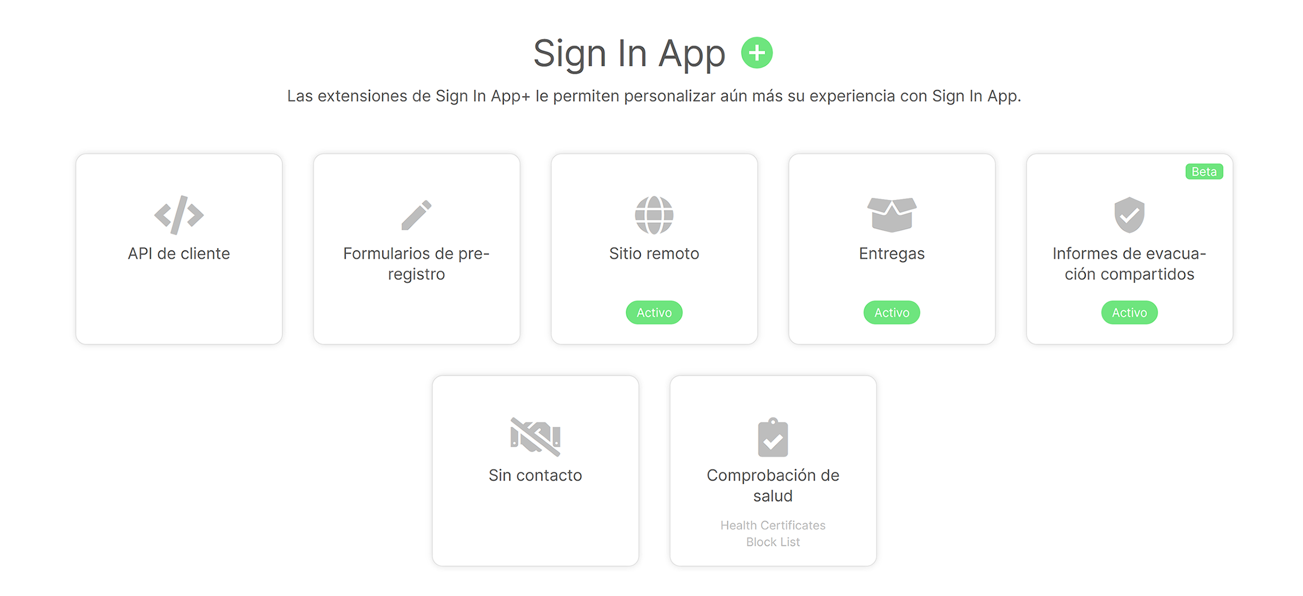 Captura de pantalla de Sign In App+ sección del portal
