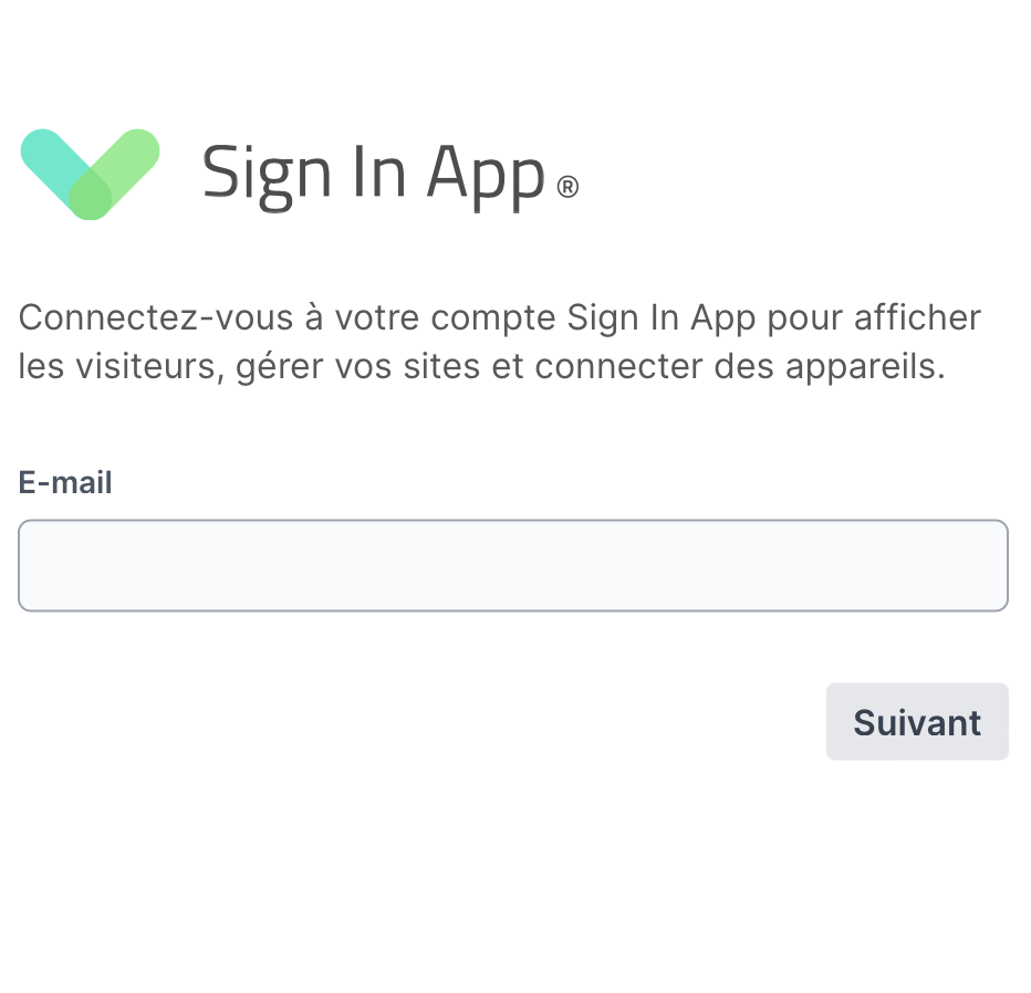 Formulaire de connexion pour le portail Sign In App