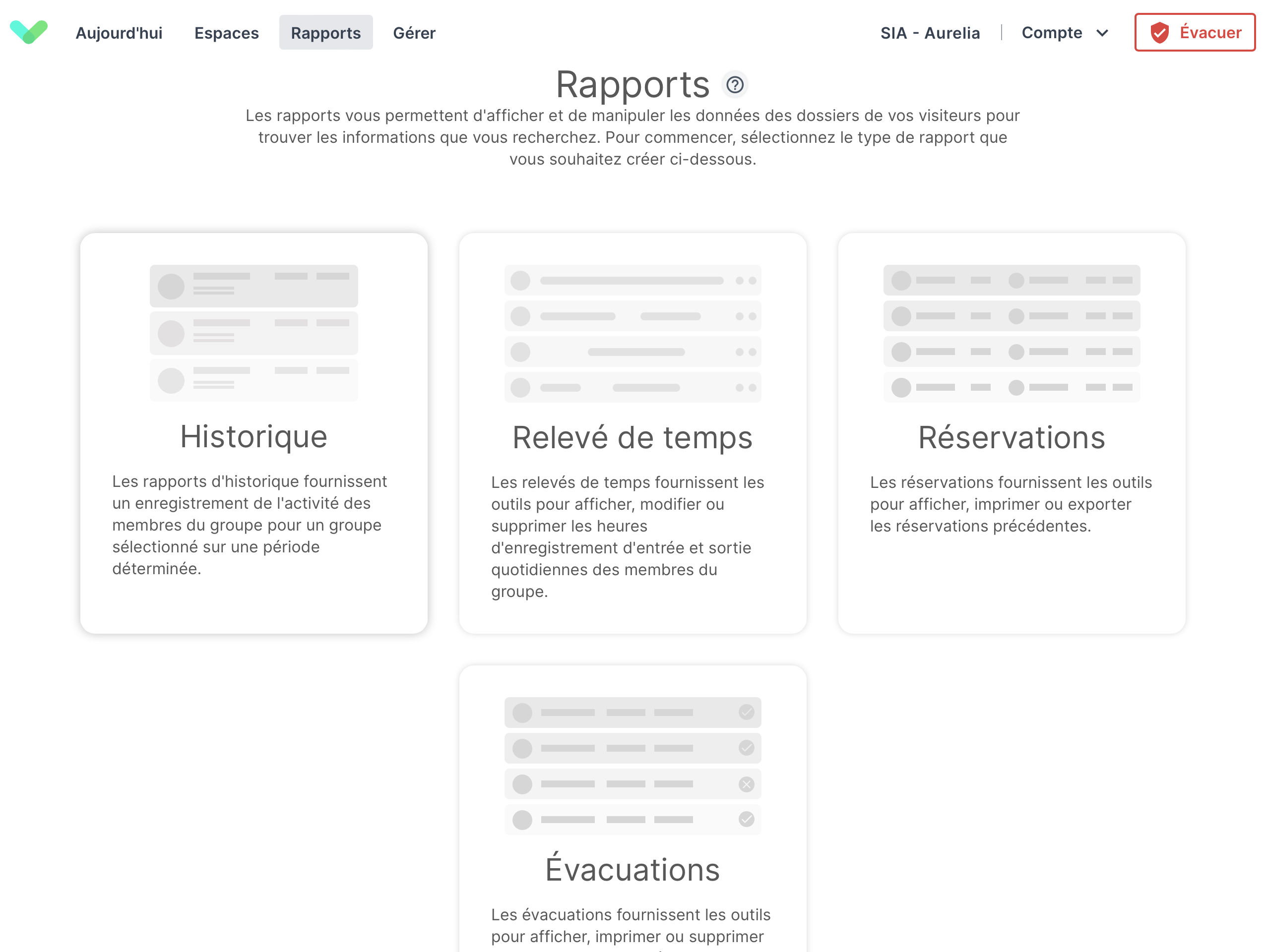 La vue des rapports dans le portail deSign in App