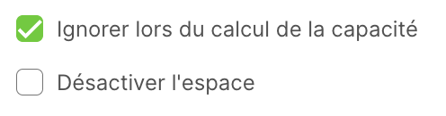 Sélectionnez l'option permettant d'ignorer la capacité du site lors de la réservation de cet espace