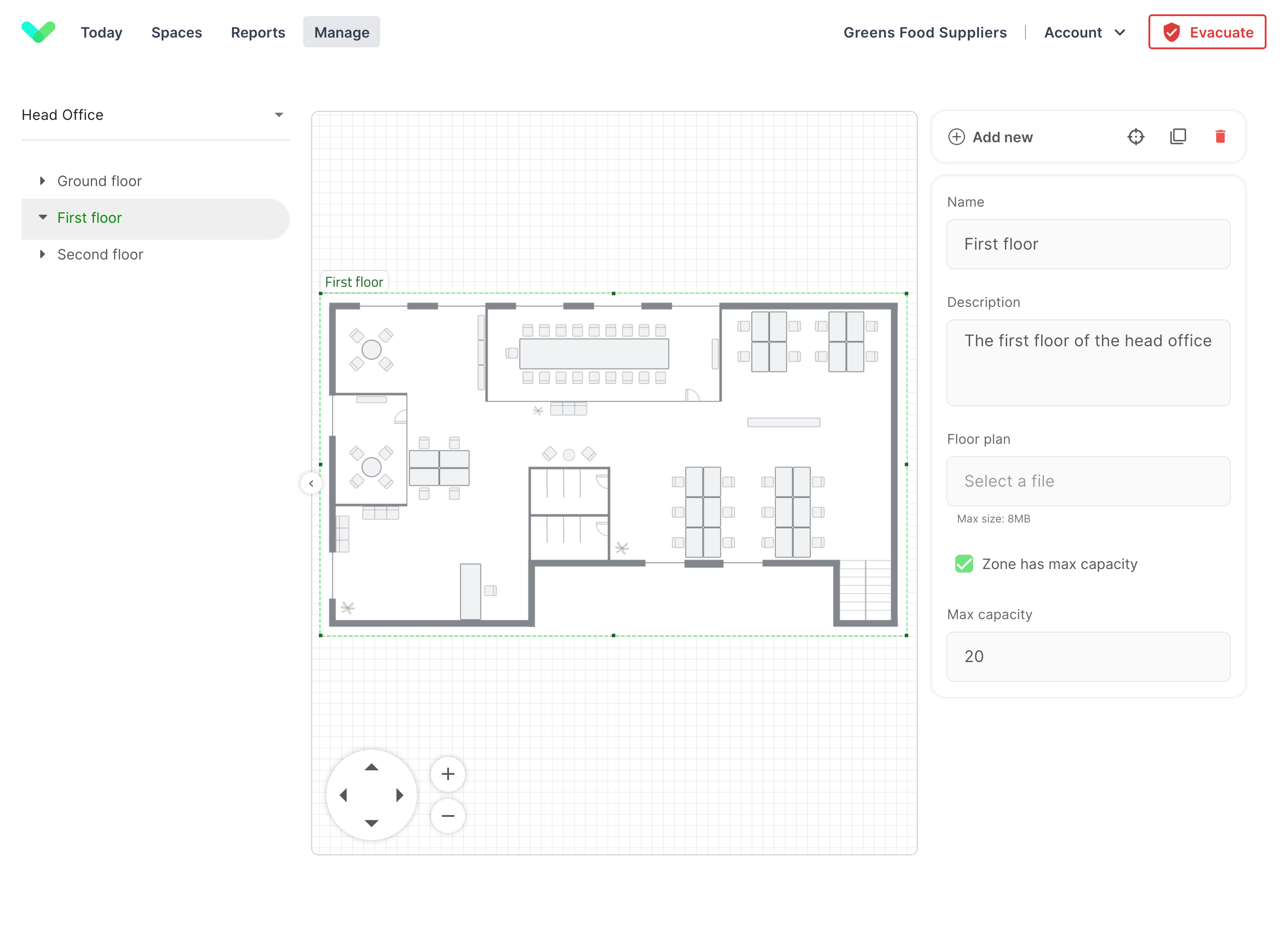 Schritt 2 des Hinzufügens eines Grundrisses zum Spaces Designer