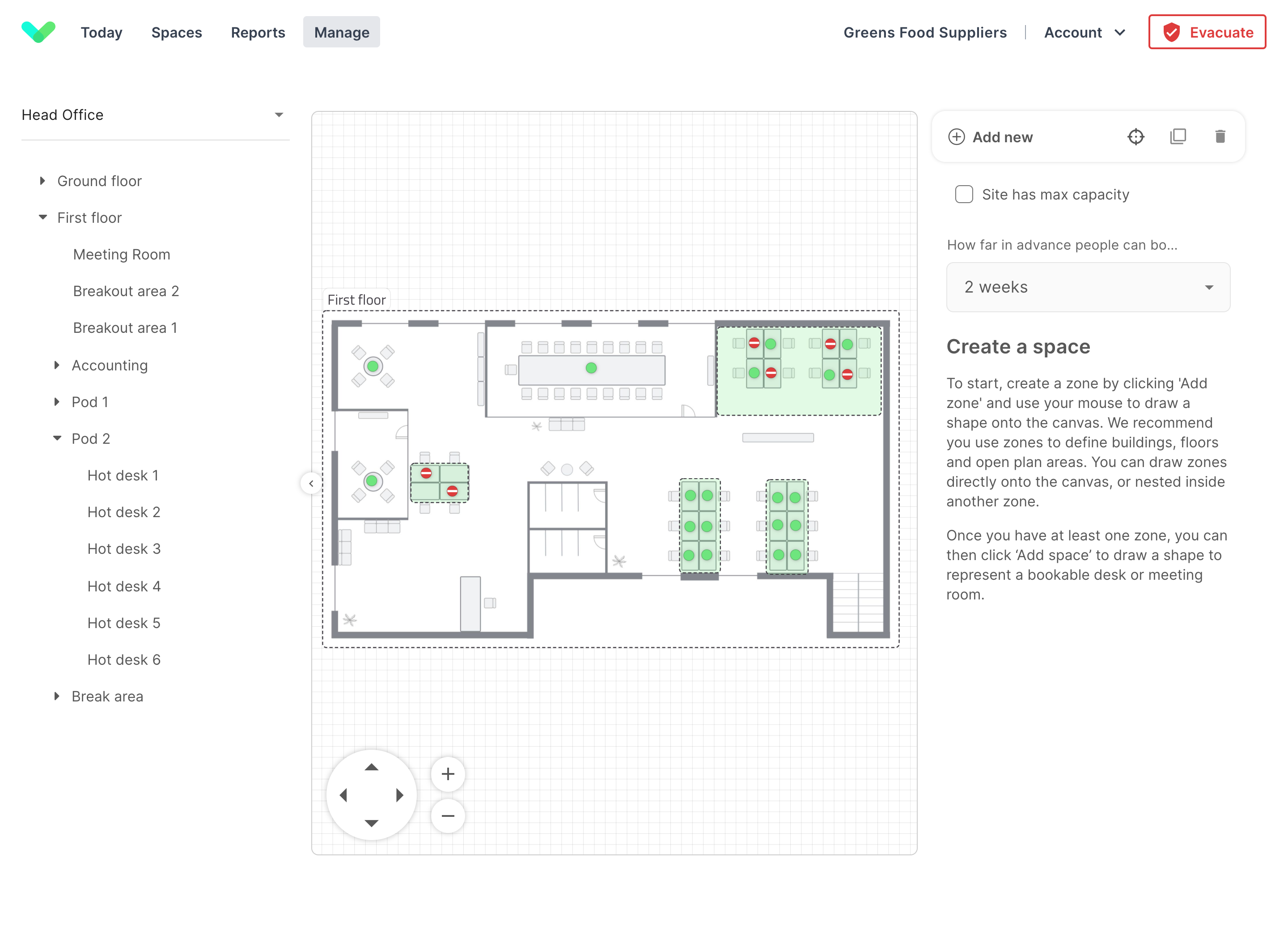 Adding spaces to the floorplan