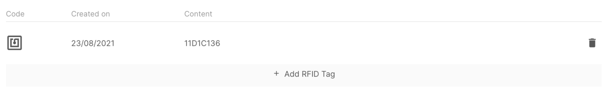 Option to add an RFID code from the Sign In App portal