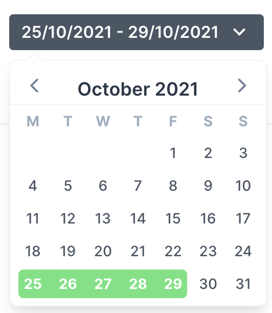 View of the timepicker modal for filtering spaces bookings