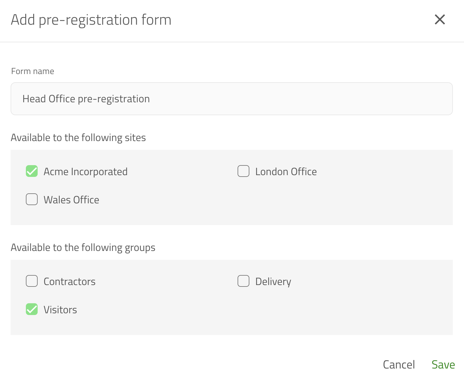 The add form modal filled out to demonstrate how a form can be added