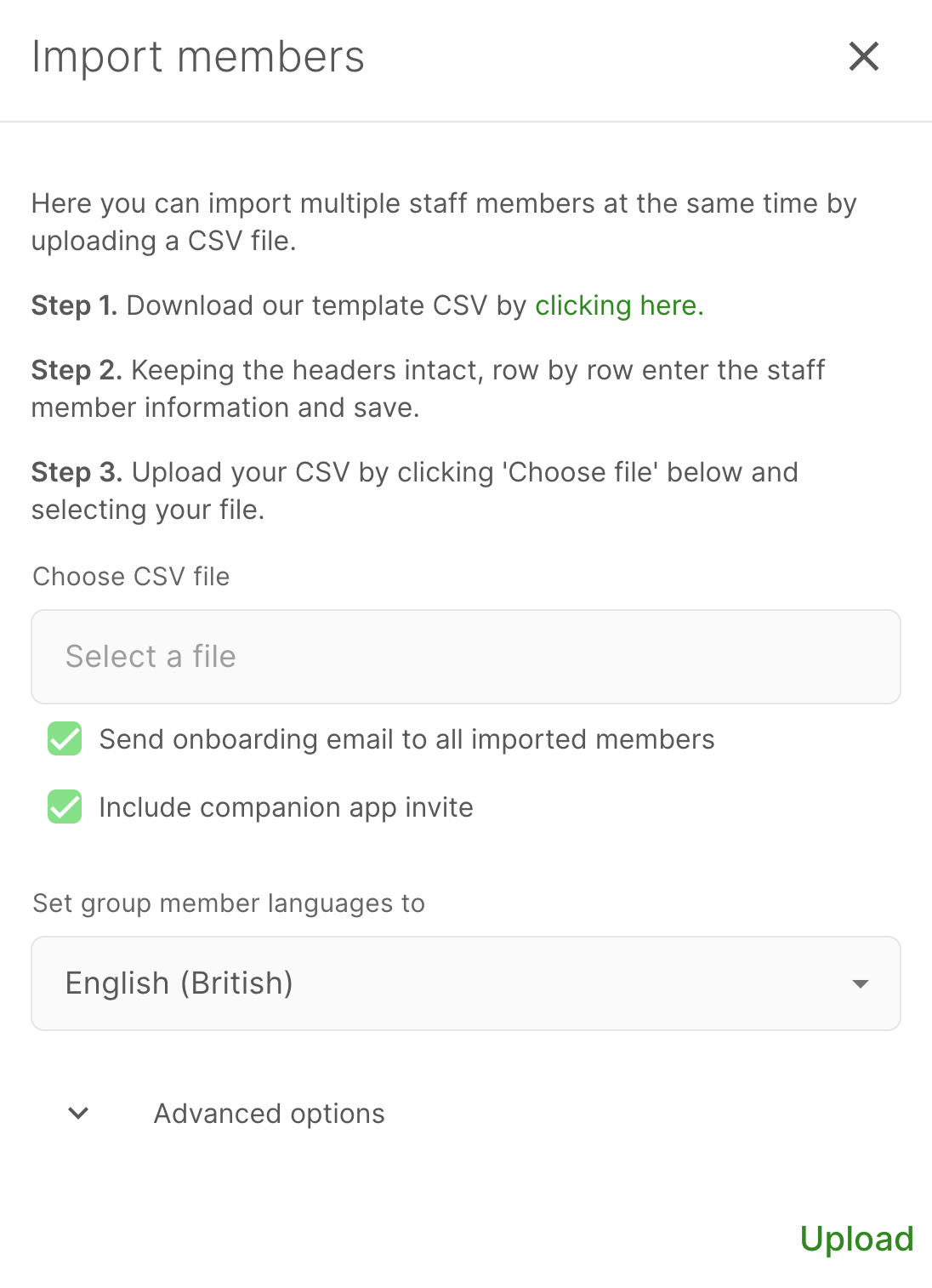 Import members option