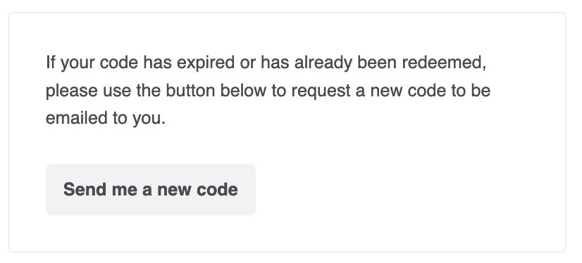 Captura de pantalla de Enviar nuevo código de invitación a Sign In App Companion desde el correo electrónico