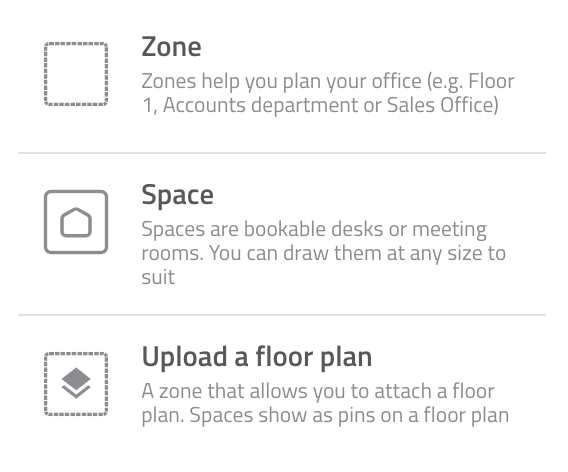 Add a new space or Zone to the Spaces designer