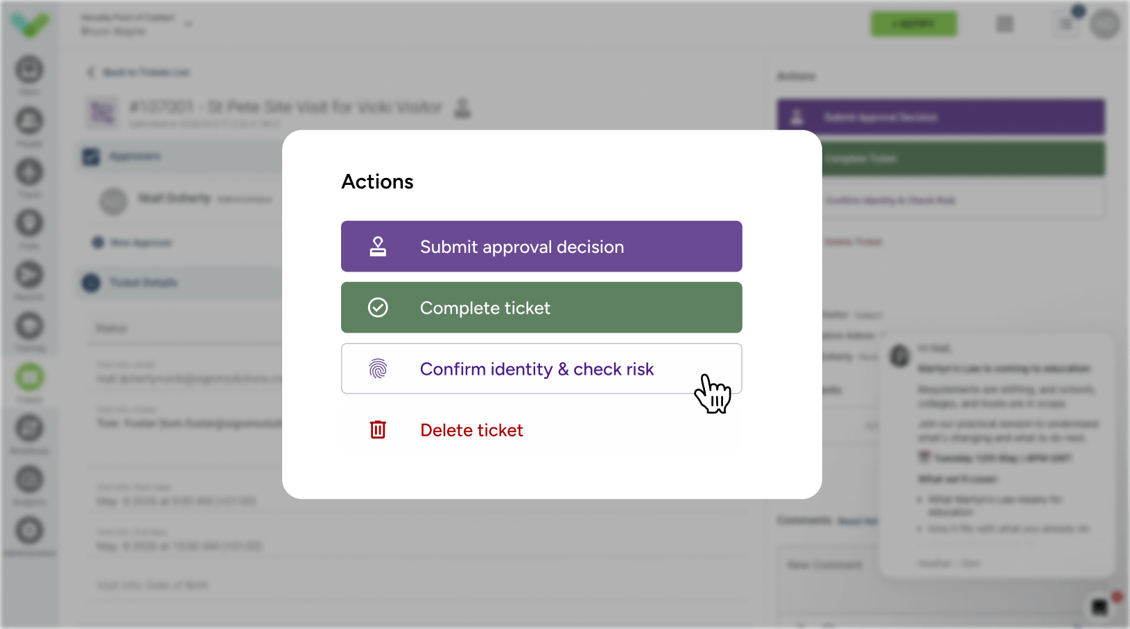 Compliance actions