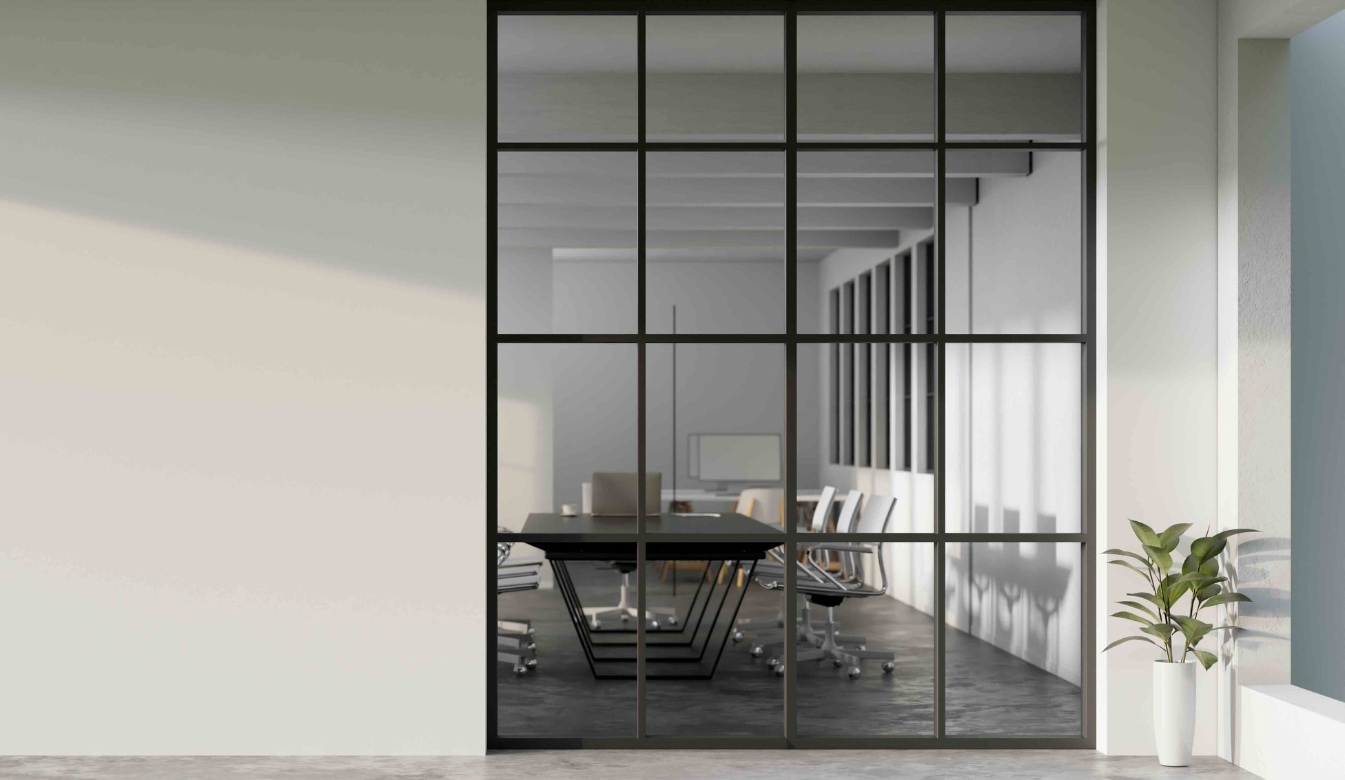An image of a meeting room in a modern office