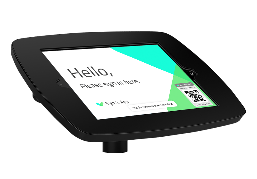 Black sign in tablet display frame.
