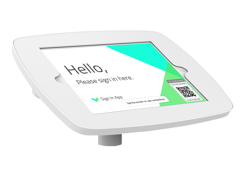 White sign in tablet display frame.